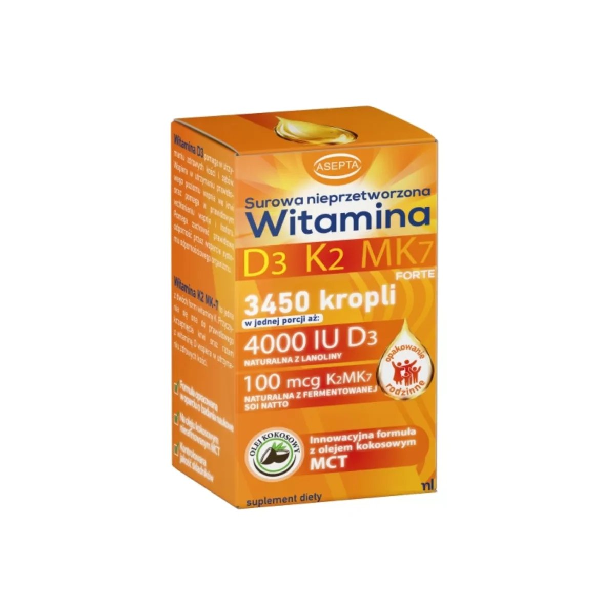 Witamina D3 K2MK7 krople 30ml - Asepta