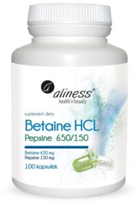 Betaina HCL + Pepsyna - Aliness - 650/150mg - 100 kaps.