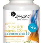 Cytrynian Magnezu - Aliness - 100mg + potas 150mg B6 P-5-P - 100 Vege kaps.