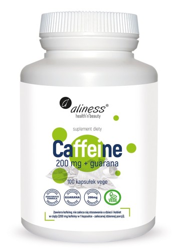 Caffeine 200 mg + guarana x 100 vege kaps. - Aliness