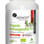 Organiczna Ashwagandha - Aliness - 5% KSM-66 200mg x 100 Vege kaps.