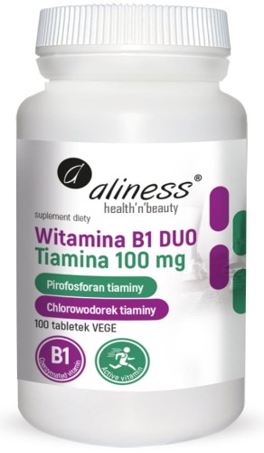 Tiamina Witamina B1 DUO 100mg - 100 Vege kaps. - Aliness