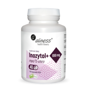 Inozytol myo/D-chiro, 40/1, 650 mg + b6 x 100 Vege kaps. - Aliness