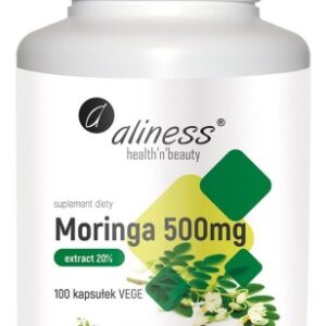 Moringa ekstrakt 20% 500mg x 100 vege caps - Aliness