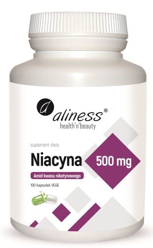 Niacyna - Witamina B3 500mg x 100 Vege kaps. - Aliness