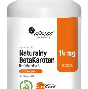 Naturalny BetaKaroten - Aliness - 14mg ProWitamina A - 100 Vege kaps.