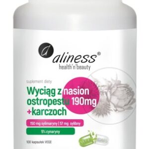 Ekstrakt z nasion ostropestu - Aliness - 190mg+karczoch - 100 Vege kaps.