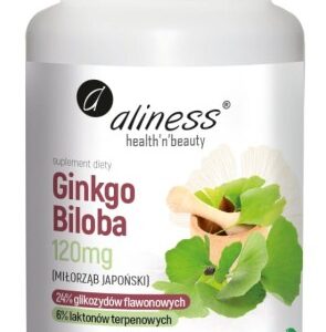 Ginkgo Biloba - miłorząb japoński - Aliness - 120mg - 60 Vege kaps.