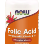 Kwas foliowy + B12 Folic Acid 800mc - 250 tabl. - NOW Foods