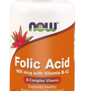 Kwas foliowy + B12 Folic Acid 800mc - 250 tabl. - NOW Foods