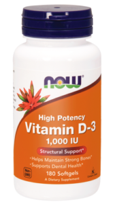 Witamina D3 1000IU – 180 kaps. - NOW Foods