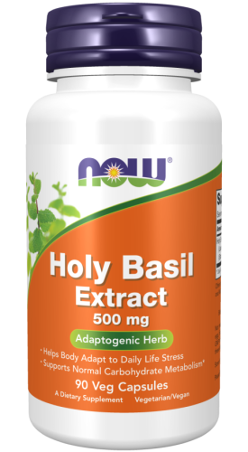 Bazylia azjatycka Holy basil ekstrakt 500mg - 90 Vege kaps. - NOW Foods
