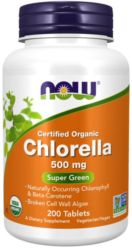 Chlorella organiczna w tabletkach 500mg - 200 tabl. - NOW Foods