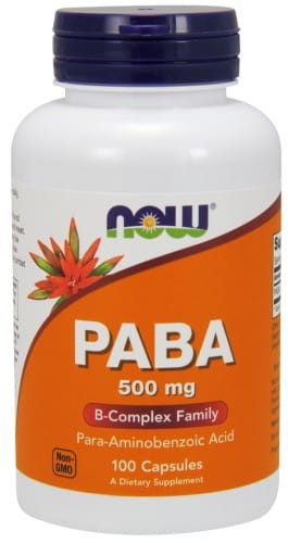PABA Kwas p-aminobenzoesowy 500mg - 100 kaps. - NOW Foods