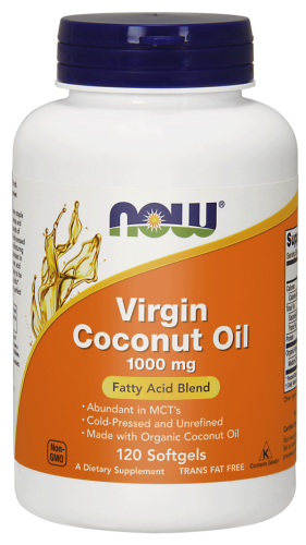 Olej kokosowy Virgin coconut oil 1000mg – 120 kaps. - NOW Foods